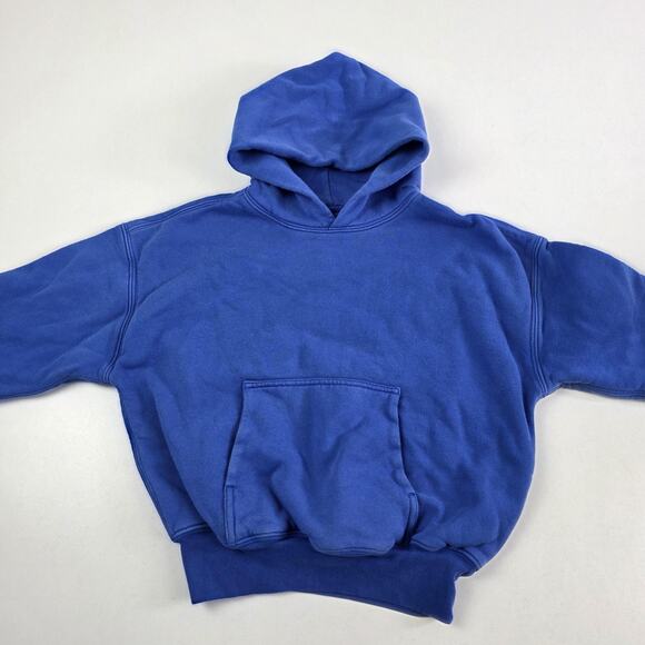YZY Gap Hoodie Youth Small 6-7 Blue Pullover Kangaroo Pocket Drop Shoulder Kids - Picture 2 of 11